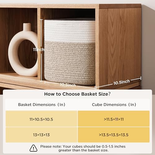 joybest 11inch Cube Storage Bins, Cotton Rope Woven Organizer Basket