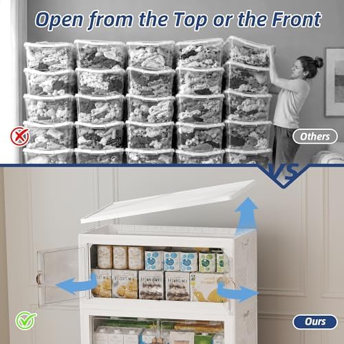 SAILUN 190QT Stackable Storage Bins with Lid, Storage Cabinet 4 Pack White