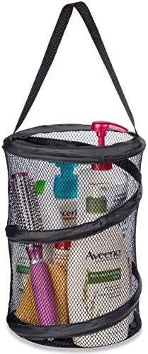 Handy Laundry Foldable Shower Caddy - Collapsible, Portable, Drainage Hole, Carry Handle, Large Compartments, Great Organizer for Camp, Travel, Gym, and Dorm (Black)