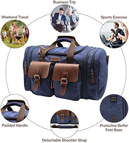 Wildroad Canvas Duffle Bag - 50L Expandable Weekender Overnight Travel Bag