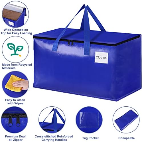 StorageRight Moving Bags, Moving Boxes, 93L 4-Pack Sotrage Bags Totes, Blue
