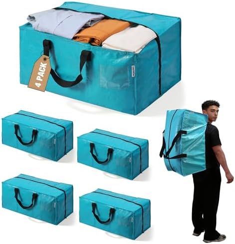 WORKPRO 4 Pack Extra Large Moving Bags with Backpack Straps & Handles