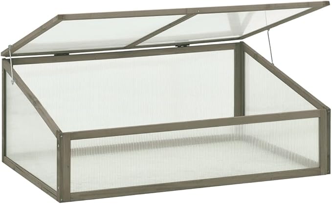 Solid Firwood Garden Portable Wooden Greenhouse, Raised Flower Planter with Open Bottom, Mini Greenhouse Cabinet for Outdoor Indoor Use 39.4"x25.6"x15.7"/Gray