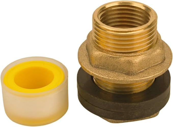 Brass Bulkhead Tank Fitting 1/2" Female 3/4" Male GHT Solid Brass Water Tank Connector kit -Use for Rain Barrels, Tubs, Pools, Aquariums