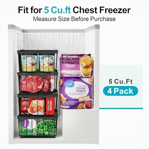 iSPECLE Deep Freezer Organizer Bins - Storage Baskets for 5 Cu.Ft, 8 Pack