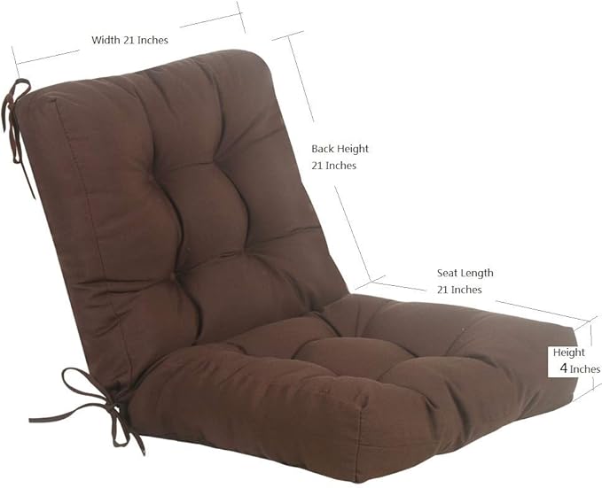 QILLOWAY Outdoor Chair Cushion for Patio Furniture, Waterproof Patio Cushions with Ties, Fade Resistant Replacement Pads for Outdoor Rocking Chairs,Coffee
