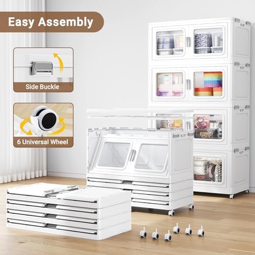BROVIEW 220 Qt Extra Large Stackable Storage Bin with Lid, 1 Pack White