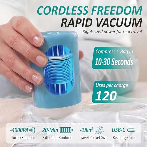 Travel Vacuum Storage Bags with Rechargeable Cordless USB Pump, 30 Combo