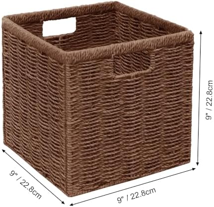 Vagusicc 9 inch Wicker Storage Baskets, Set of 2 Brown Wicker Baskets
