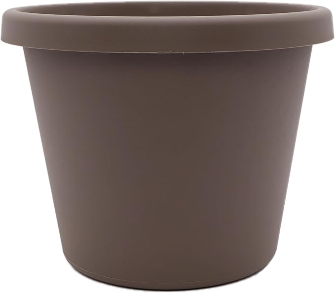 The HC Companies Prima Round Plastic Plant Pot w/Rolled Rim - Lightweight & UV Resistant Flower Pot for Herbs & More - Outdoor & Indoor Plant Pots w/Drainage (10 inch, Cappuccino, Pack of 1)