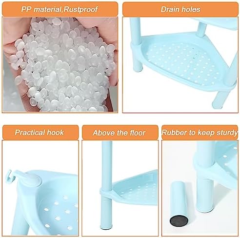4 Tier Corner Shower Caddy, Rustproof, Plastic Shower Organizer for Bathroom, Bathtub, Shower pan, Bath Accessories Shower Caddies, 13.5 x 10 x 33.5 Inches, Blue (Round Slot Blue 4 Tier)