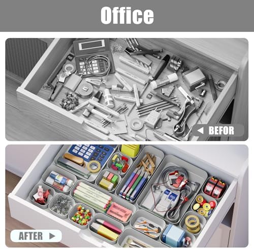 Drawer Organizers Bins 18 PCS for Bathroom Makeup Desk Office