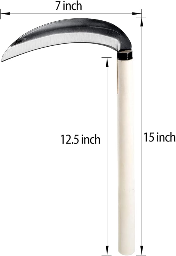 TOYPOPOR Carbon Steel Grass Sickle, 15'' Japanese Gardening Weeding Weeder, Garden Hand Tool, Farming Weed Remover, Scythe Blade Cutter, Manual Mowing Blade Cutter, Thick Blade Gardening Quick Work