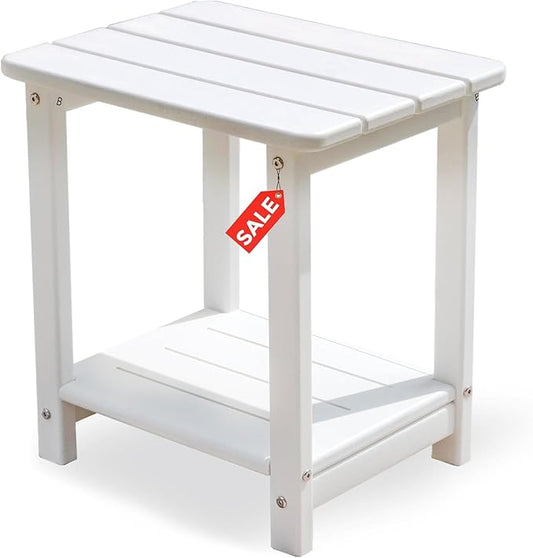 Adirondack Outdoor Side Table Square，2-Tier Patio Side Table with Weatherproof HDPE Material Low Maintenance Furniture for Backyard Poolside Porch Deck Garden