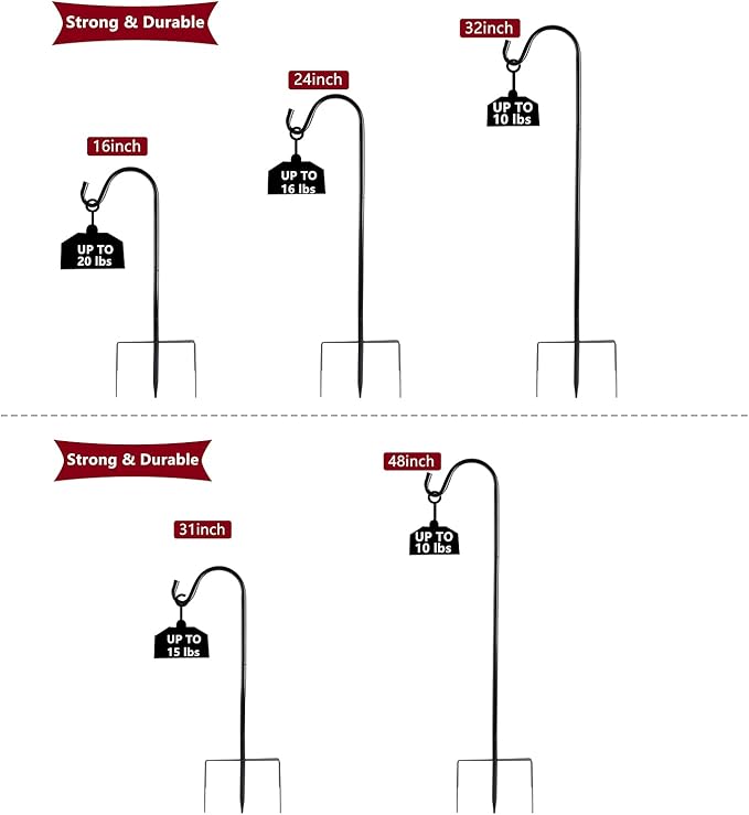 EXCMARK Shepherd Hook 32 inch 1/2 inch Thick Use at Weddings, Hanging Solar Lights, Lanterns, Bird Feeders, Metal Hanger Hook (Bronze,32inch) U.S. Patent.