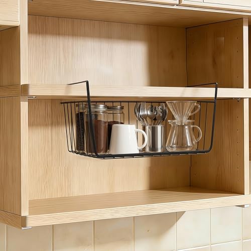 4Pcs Under Shelf Basket Metal Wire Under Cabinet Basket for Kitchen Pantry