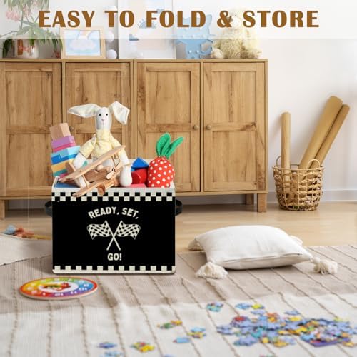 Race Car Room Decor,Black Racing Storage Bins Box