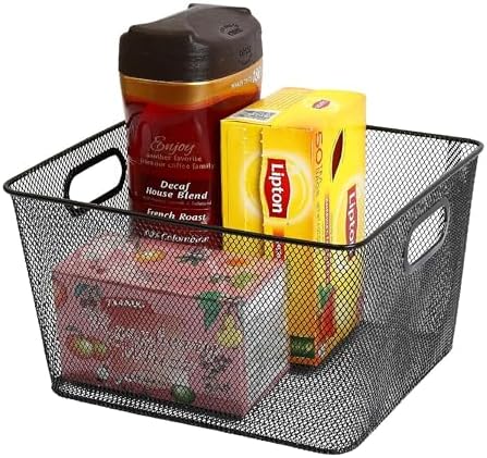 YBM Home Wire Mesh Kitchen Storage Basket Organizer for Organizing Household Pantry and Kitchen Cabinets - Multipurpose Wire Storage Baskets for Home, Dorm Room, Garage, Black - 6 Pack