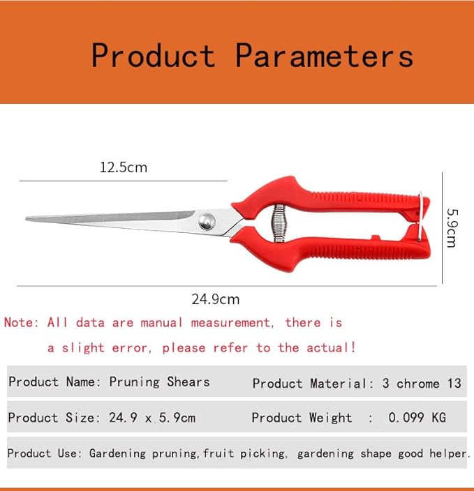 1 PACK Extended-model Stainless Steel Multifunctional Garden Pruning Shears. Use-pruning Flowers, Trees, Fruits, Vegetables, Herbs; Suitable for Home, Garden, Agriculture, Flower Shop, Etc.