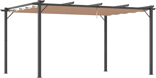 Outsunny 10' x 13' Aluminum Patio Pergola with Retractable Pergola Canopy, Backyard Shade Shelter for Porch, Outdoor Party, Garden, Grill Gazebo, Charcoal Gray