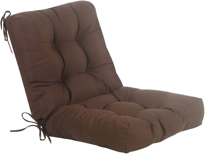 QILLOWAY Outdoor Chair Cushion for Patio Furniture, Waterproof Patio Cushions with Ties, Fade Resistant Replacement Pads for Outdoor Rocking Chairs,Coffee