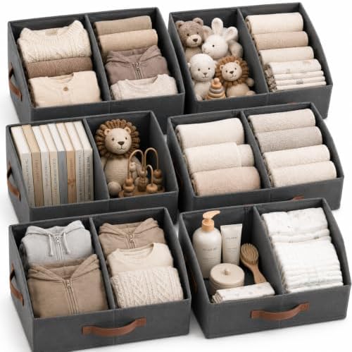 Closet Organizers Storage, Medium Collapsible Bin 6pc, Dark Gray