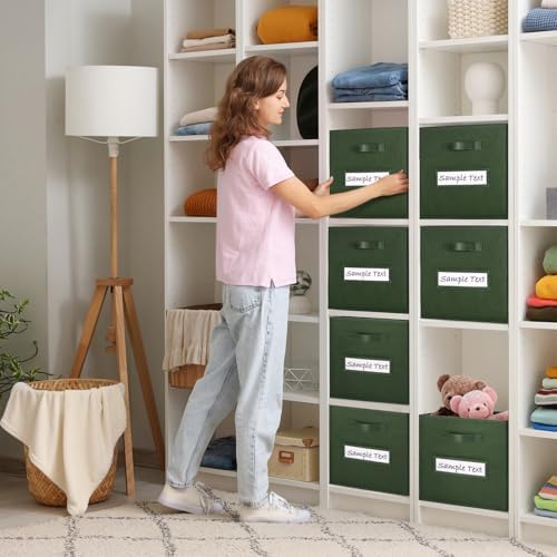 11x11 storage cube bins (Set of 10) Foldable Fabric storage cubes with 10 Labels Window Cards & a Pen,11 inch cube storage bin,Closet Organizers for Shelves,Cubby Organizer Boxes,Dark Green