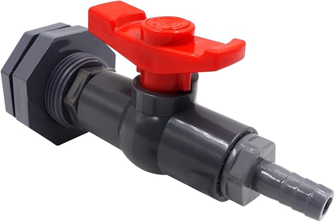 rain barrel spigot kit within 3/4 inch pvc bulkhead adapter 3/4" valve 3/8" plastic barb fitting, for 5/2.5/50/55/100 gallon water tank garden bucket outdoor rainwater collection