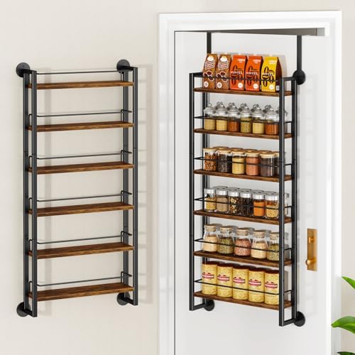 IBUYKE Over the Door Spice Organizer,Door or Wall Mount,Brown TLJ028H