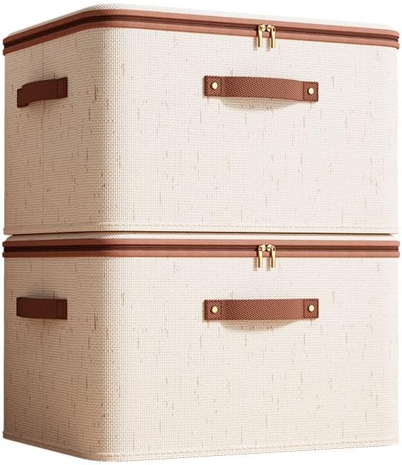 Storage Bins with Lids,Fabric Storage Bins,Clothes Storage Bins(2-X large)