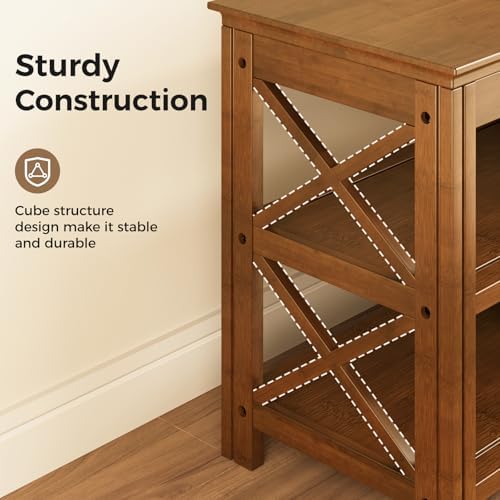 Bamworld Shoe Rack Bench with Storage 3 Tier Bamboo Shoe Bench Entryway Rustic Entryway Bench (X-Brown, 23.6 Inch
