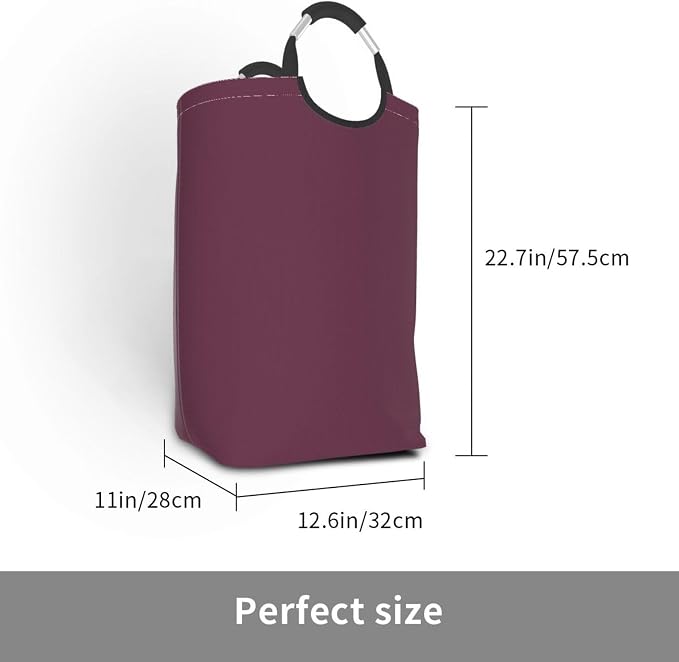 Large Laundry Hamper Bag, Plum Purple Color Collapsible Laundry Basket Dirty Clothes Organizer Washing Bin for Family Essentials Storage