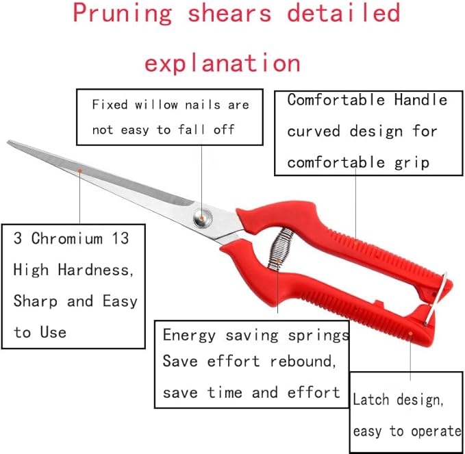 1 PACK Extended-model Stainless Steel Multifunctional Garden Pruning Shears. Use-pruning Flowers, Trees, Fruits, Vegetables, Herbs; Suitable for Home, Garden, Agriculture, Flower Shop, Etc.