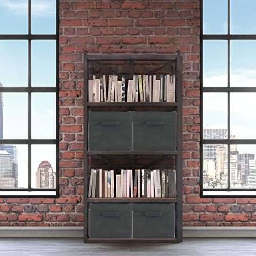 Simple Houseware 11-Inch Foldable Cube Storage Bins, Dark Gray, 6-Pack