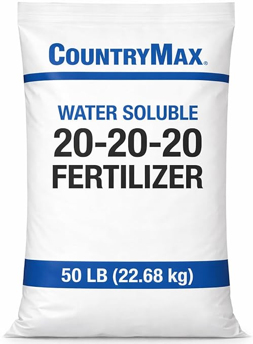 CountryMax 20-20-20 All Purpose Fertilizer 50 lb – Water Soluble Balanced NPK Plant Food for Lawn, Garden, Vegetables, Flowers & Indoor Plants