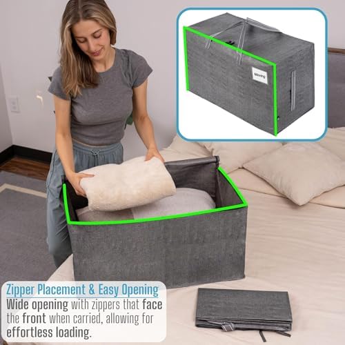 VENO 10 Pack Extra Large Heavy Duty Moving Bags with Wide Opening & Reinforced Handles, Reusable Storage Tote Bags with Strong Zippers for Clothes, College Dorm Essentials & Moving Supplies