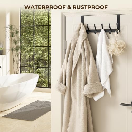 Optish Over The Door Hooks, Door Hanger Hooks for Hanging, Over The Door Towel Racks for Bathroom, Coat Rack Door Towel Hanger Towel Hooks (2Pack, Black)