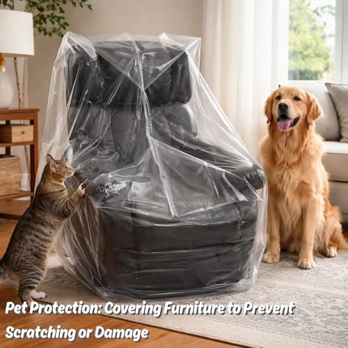 Wowfit 4mil Furniture Cover for Moving, Chair Storage Bag, 34Wx42.1Dx65/48H