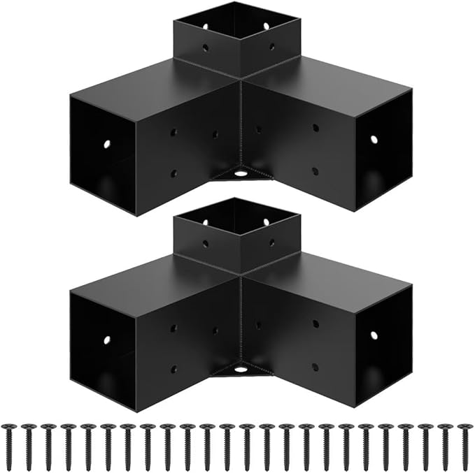 JEXALINE Pergola Kit for 4"x4" Lumber, Heavy Duty Pergola Brackets with 3-Way Corner Brackets, DIY Gazebo Kit for Outdoor Patio Backyard Garden, Fits Actual 3.6" x 3.6" Wood