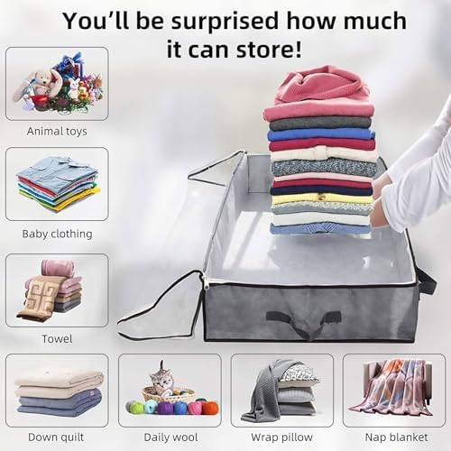 Ymiko Underbed Storage Bag Comforter Blanket Large Capacity NonWoven Fabric Bins for Clothes Shoes Bedding 2 Pcs