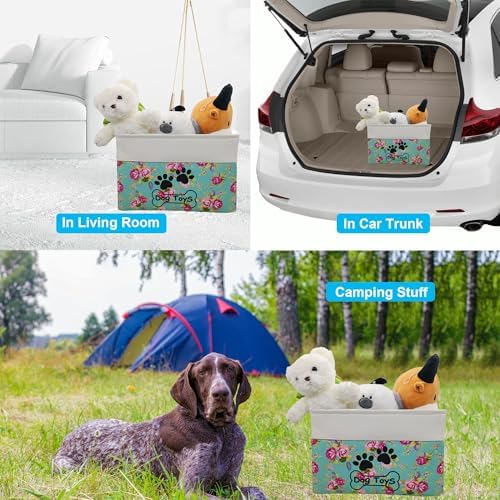 Collapsible Dog Toy Basket Foldable Dog Toy Box Bin for Pet Chew Toys Accessory