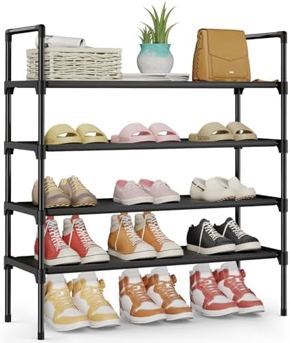 Kitsure Shoe Rack for Closet, Shoe Organizer, 27.6" Wide - 4 Tier, Black