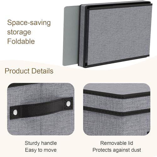 Storage Box with Handles,10.2×7.8×6.7 In,Gray Bin,3-Pack