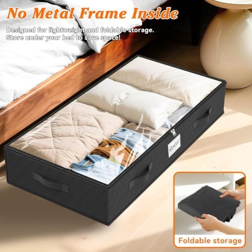 90L Under Bed Storage Containers, Storage Bags, Organizers, 4-Pack, Black