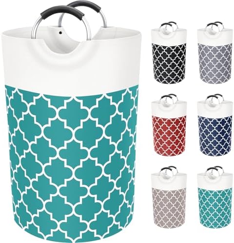 Large Laundry Basket, 75L Tall Collapsible Hamper with Handles, Green