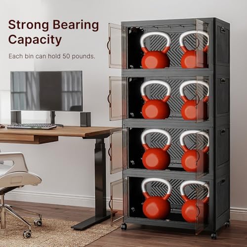 UAMFURI Stackable Storage Bins, 896QT Collapsible Drawers with 2 Lids
