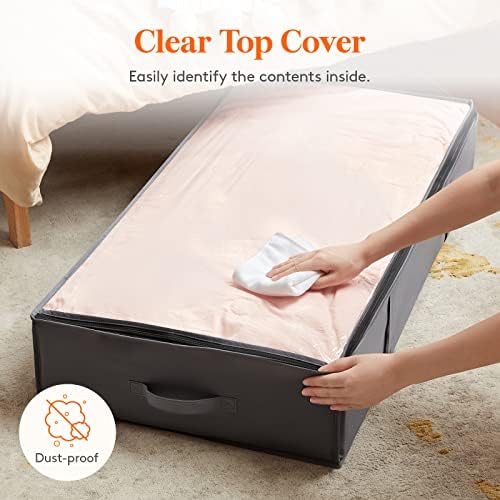 Lifewit 95L 2 Pack Under Bed Storage Containers, Large Capacity Blanket Storage Bags with Reinforced Handle, Organization and Storage for Comforters, Sheets, Clothes, Bedroom, College Dorm, Grey