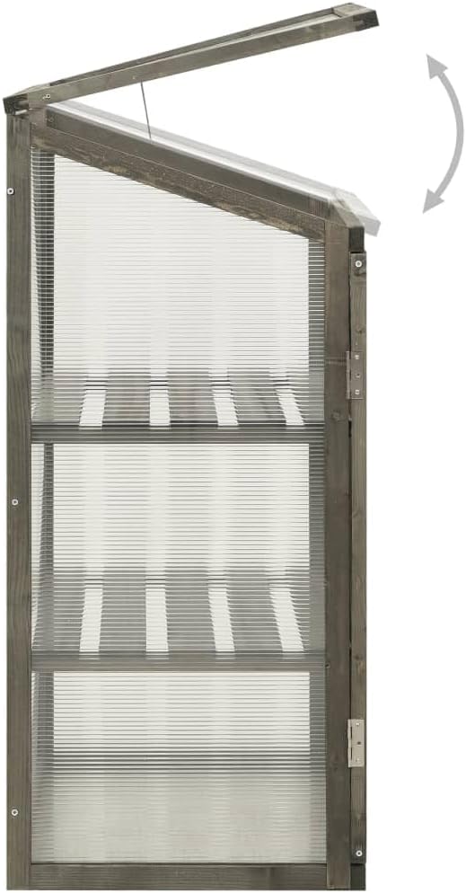 vidaXL Spacious Wooden Greenhouse (23.6"x17.7"x33.5"/39.4") - Gray Firwood and PC Board Structure - Perfect for Herbs and Plants