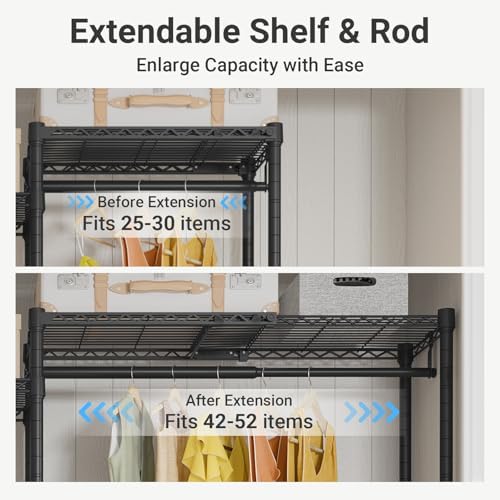 VIPEK X3 Plus Large Expandable Closet Rack Wardrobe Closet Organizer Black