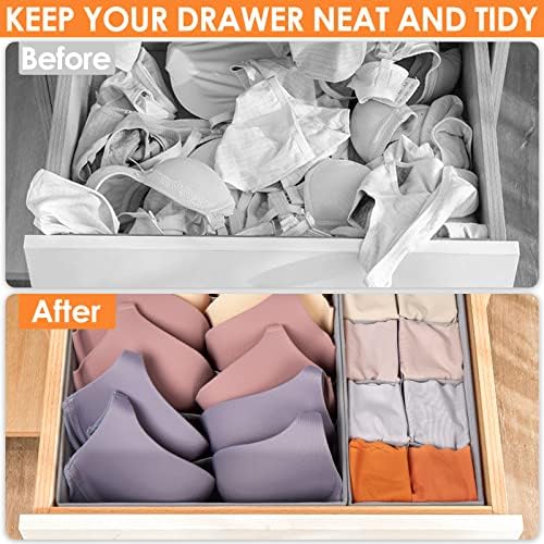 Criusia 6 Pack Sock Underwear Drawer Organizer Dividers, 58 Cell Foldable Fabric Dresser Closet Organizers and Storage Bins for Clothing, Baby Clothes, Bra, Panty, Scarf, Ties (Grey)